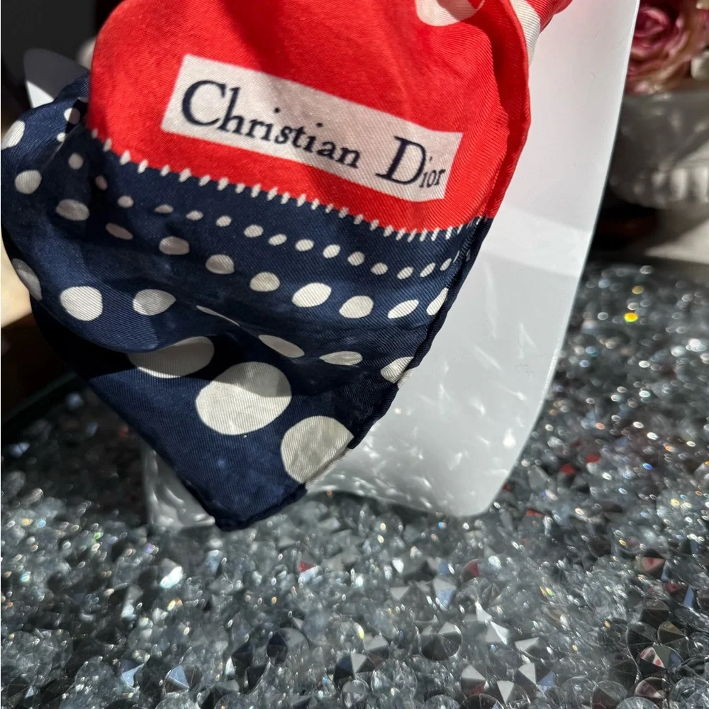 Dior Red and Navy silk Scarf
